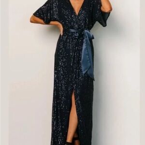 Baltic Born Navy Sequin Maxi Dress